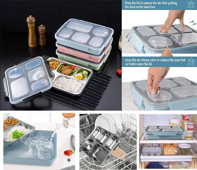 Lunch Box - 5 Compartments - Reheatable - Single Piece